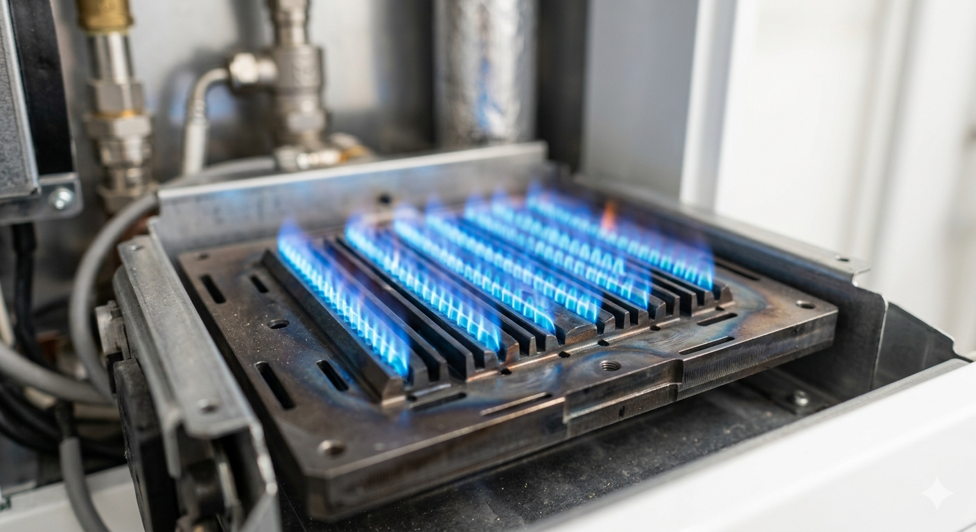 Llama de caldera en primer plano